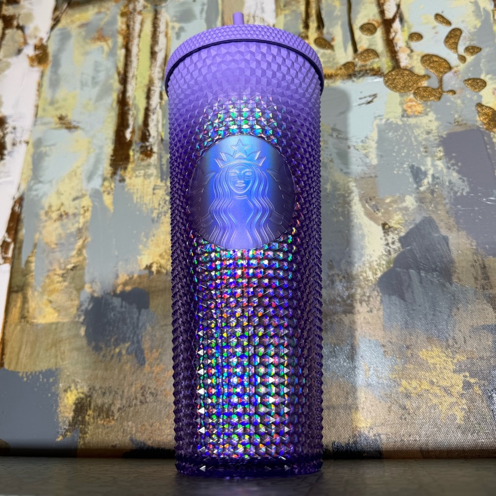 NWT Starbucks Holiday Purple Lilac Studded Cold Cup Tumbler